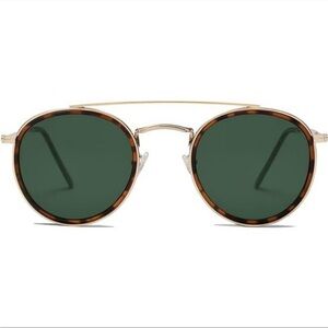 Retro Round Double Bridge Polarized Sunglasses for Women Men Twin Beams …